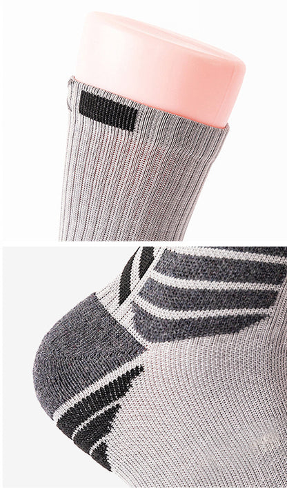 Men Contrast Color Sports Sock Cotton Socks Mid-calf Length Socks Stretch Crew Socks Basketball Sock