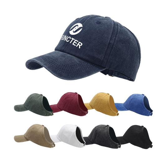 Women's Vintage Washed Flat-Top Ponytail Baseball Cap