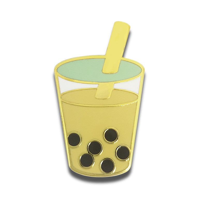 Custom Milk Tea Shaped Cute Enamel Lapel Pins Brooch Pin Badge W/Butterfly Clutch Tie Tack