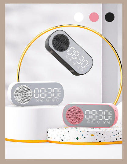 2000 mAh Digital LED Mirror Radio Alarm Clock Wireless Speaker