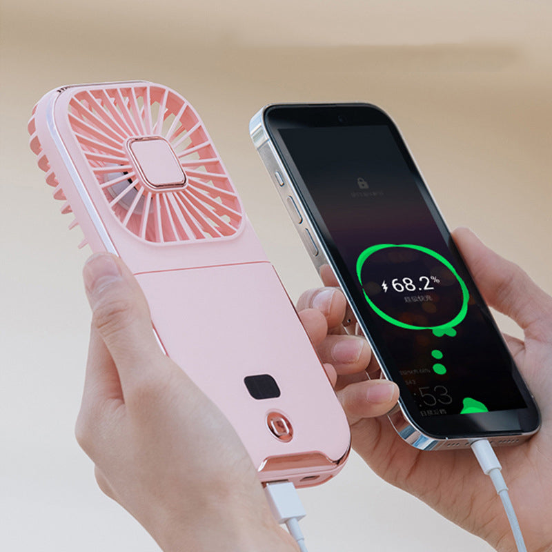 Mini Handheld Fan With Lanyard Power Bank Rechargeable Portable Fan Phone Holder