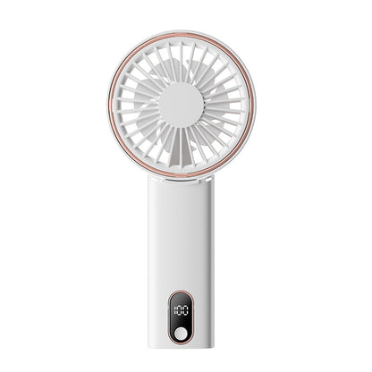Mini Foldable Handheld Fan Portable Rechargeable Fan Phone Stand With Lanyard & Battery Display