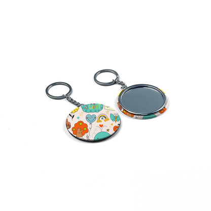 Full Color Button Mirror Keychain 3 x 3"