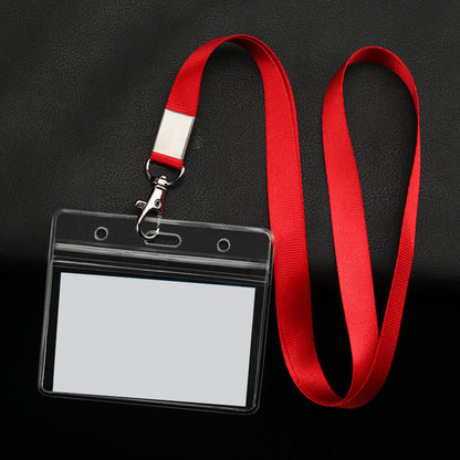 PVC Badge Holder Transparent Badge Holder Horizontal ID Holder Employee Card Holder With Lanyard
