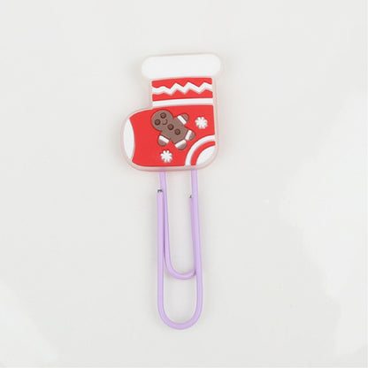 Christmas Sock Paper Clip Dark Luminous Charm Custom Shaped Bookmark Paper Clasp Noctilucent Charm