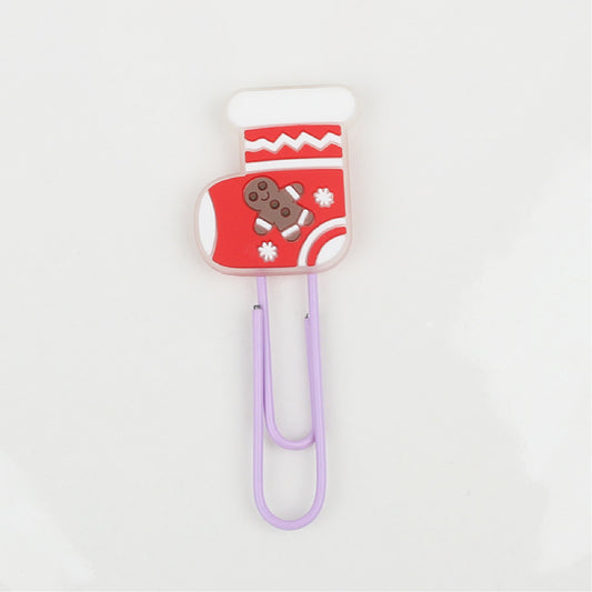 Christmas Sock Paper Clip Dark Luminous Charm Custom Shaped Bookmark Paper Clasp Noctilucent Charm
