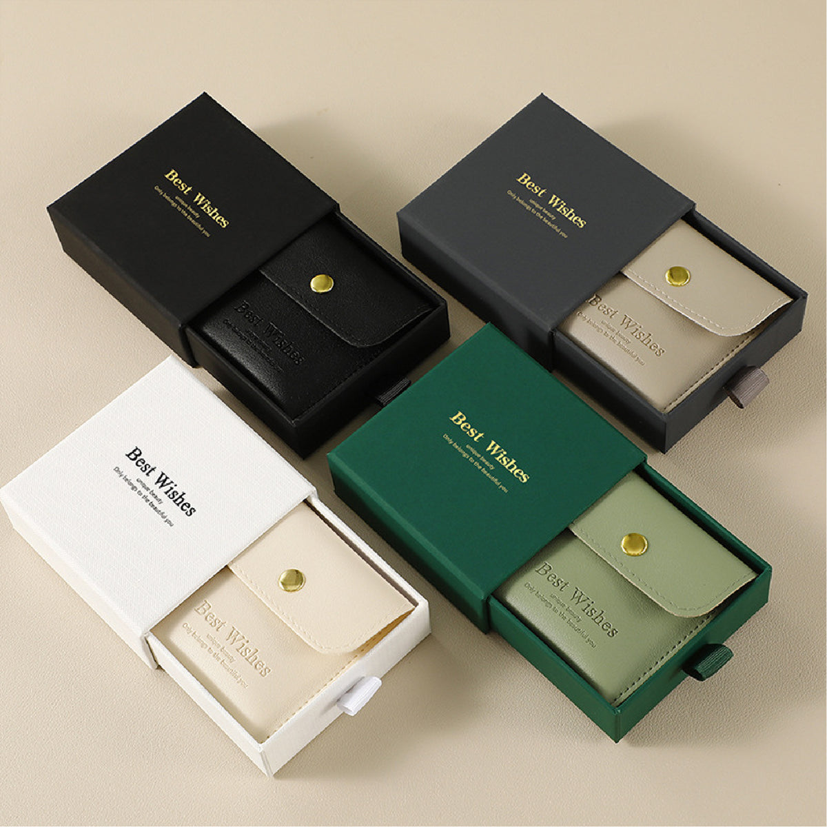 3.5" Drawer Gift Box Boutique Packaging Gift Box with PU Jewelry Pouch Display Kraft Box