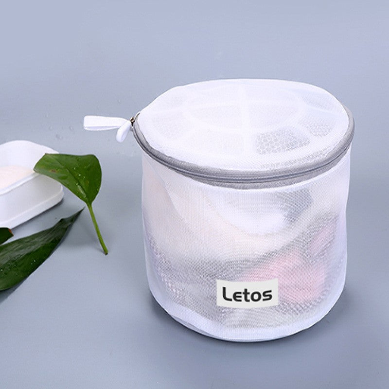 Cylindrical Mesh Laundry Bags Laundry Wash Bags W/ Sturdy Zipper for Delicates-Woven Label