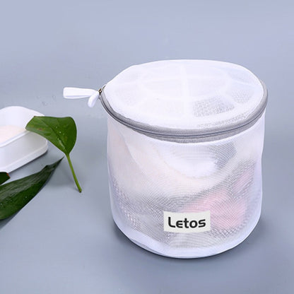 Cylindrical Mesh Laundry Bags Laundry Wash Bags W/ Sturdy Zipper for Delicates-Woven Label