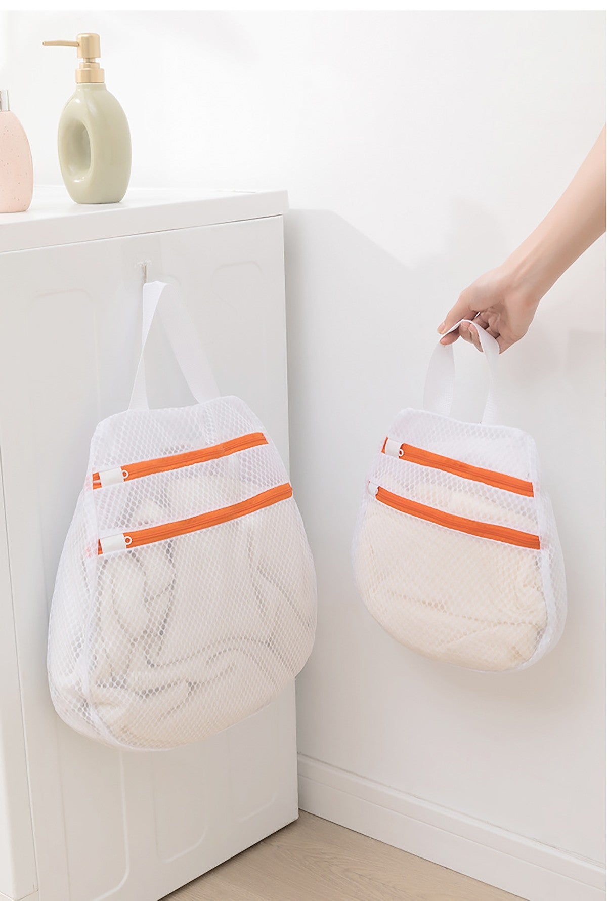 16x16" Portable Double Zippered Mesh Laundry Bags Laundry Wash Bags for Delicates-Woven Label