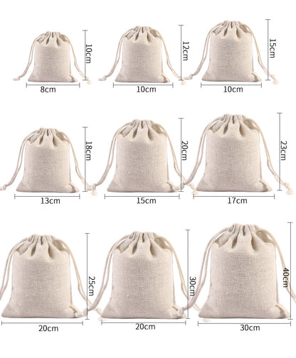 Custom 11.8" X 15.8" 8 Oz Flat Top Linen Cloth Drawstring Bags Jewelry Wedding Candy Gift Bags