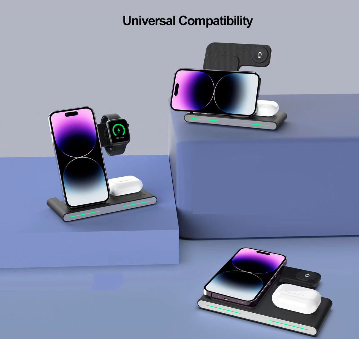 3" 1 Foldable Wireless Charger Station Magnetic Wireless Charger