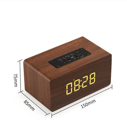Portable Wood Time Display Wireless Speaker Alarm Clock
