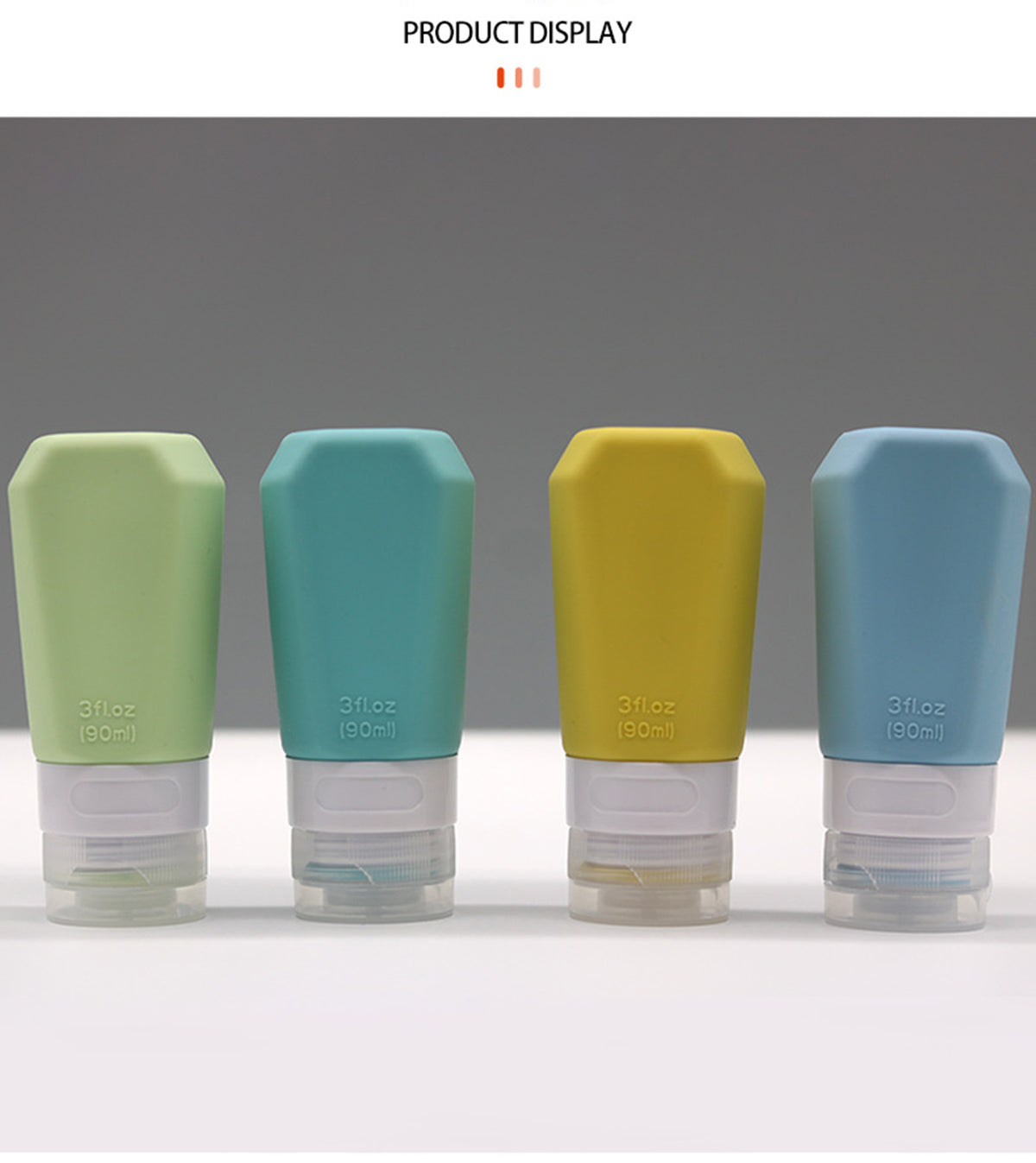 3 OZ Travel Bottles TSA Approved with Label Silicone BPA Free Refillable Cosmetic Container