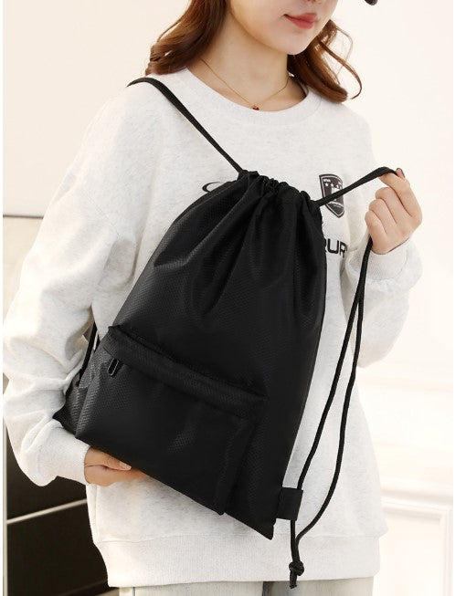 Oxford Drawstring Gym Bag W/ Zipper Pocket