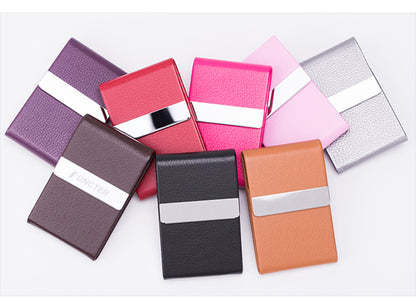 Stainless Steel Business Card Holder W/PU Leather