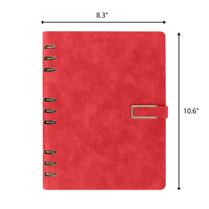 B5 PU Leatherette Rings Binder Notebook Ruled Lined Journal w/ Magnetic Snap