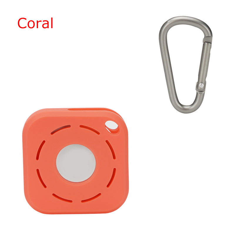 Square Silicone Key Tag Tracker Cover Access Card Sleeve Anti-Lost Protector Holder W/ Carabiner