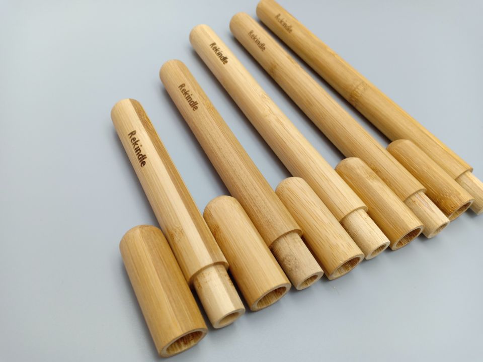 Clear Glass Straw W/Custom Bamboo Tube