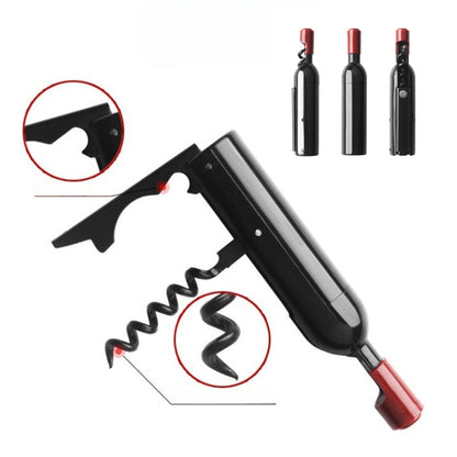 Multi Functional Wine Shaped Bottle Opener With Magnetic Attraction