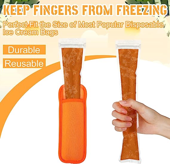 Reusable Popsicle Bags Holders, Freezer Ice Cream Pop Sleeves