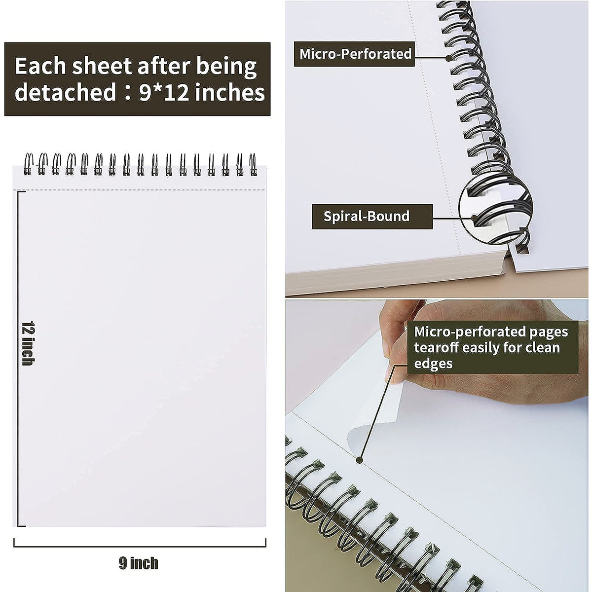 9x12" Sketch Book 100 Sheets Sketch Pad Sketch Papers For Kids And Adults