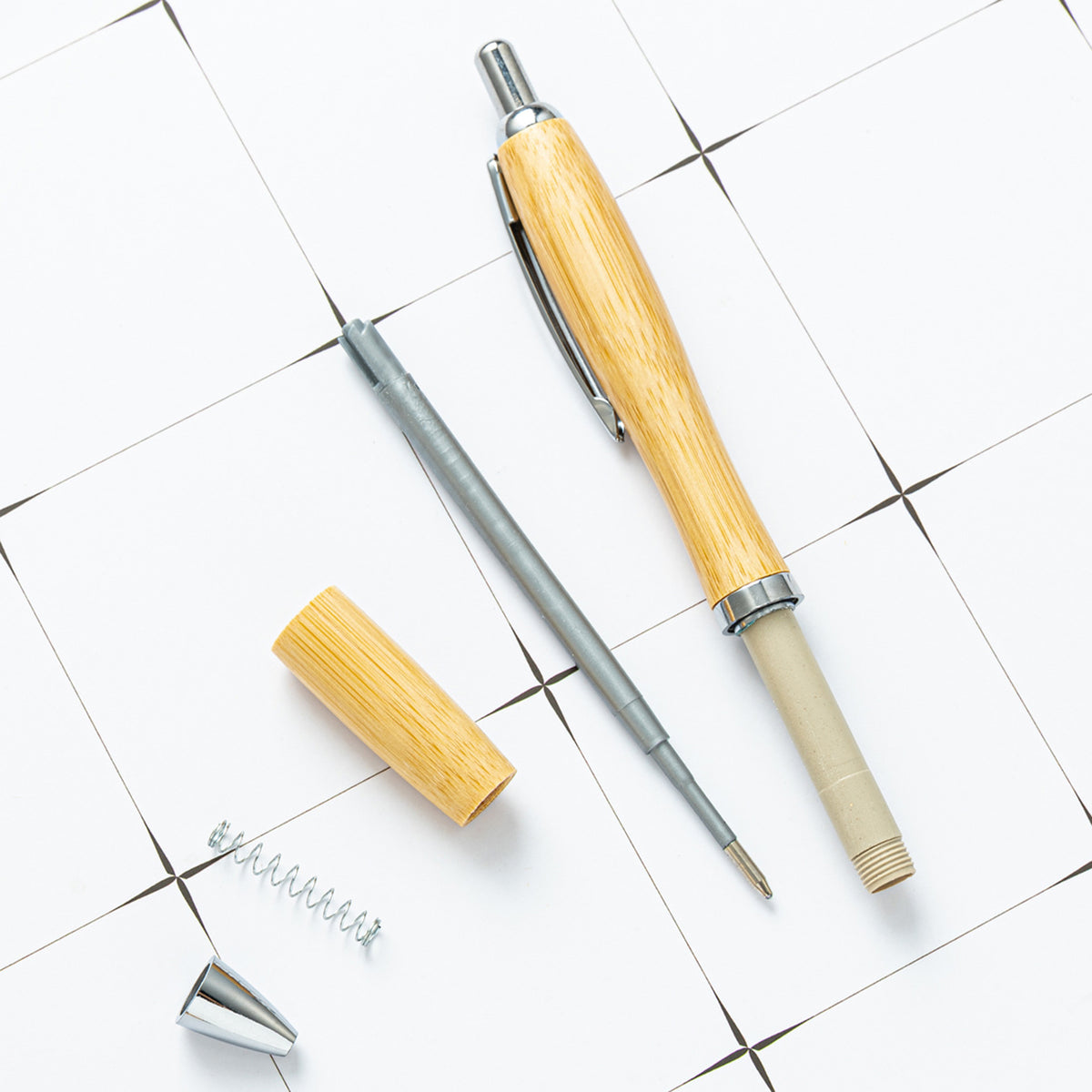 Bamboo Retractable Ball Pens for School Office, Medium Point (1.0mm)