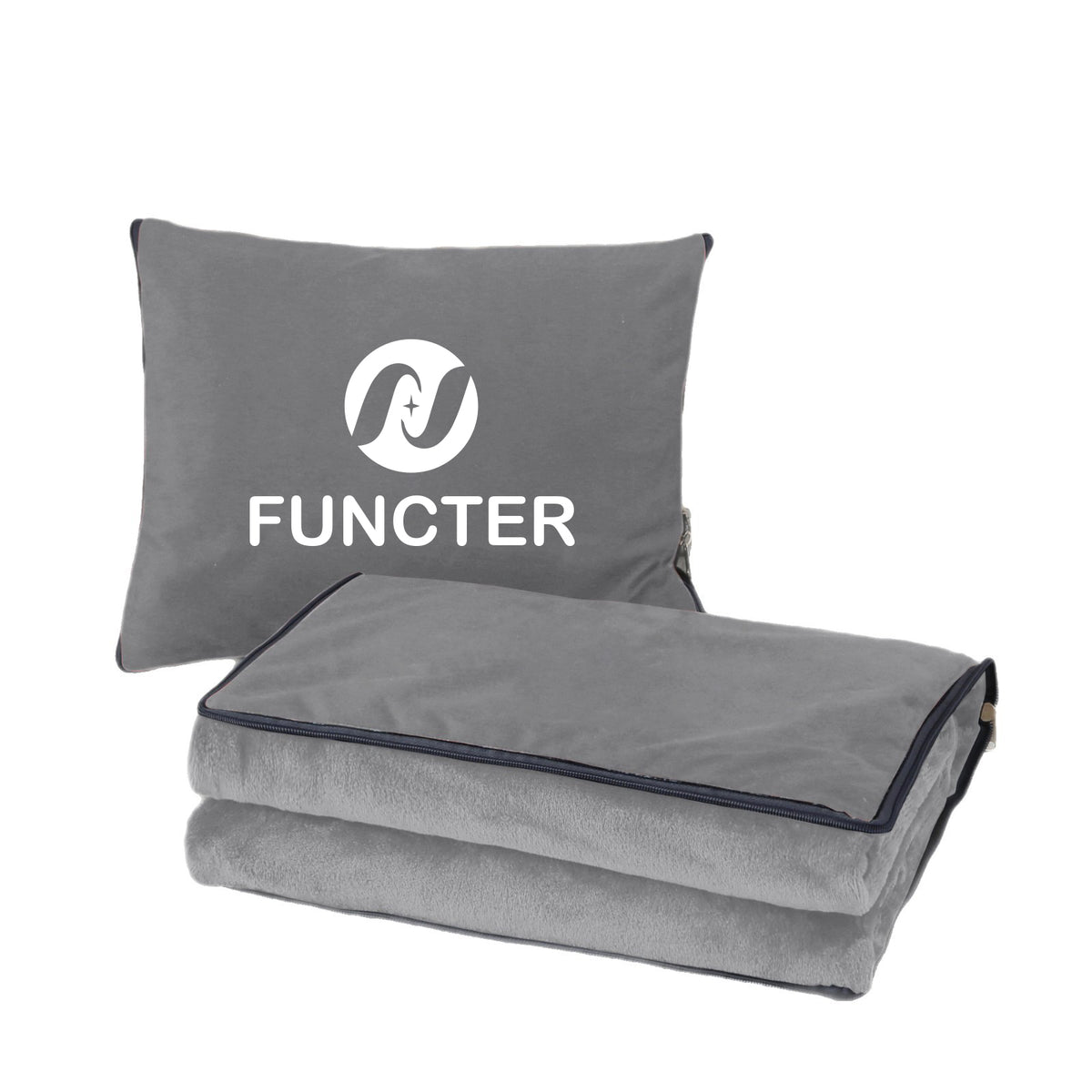 2-In-1 Plush Pillow Blanket (Velvet Shell + Flannel Lining) For Travel, Home & Office