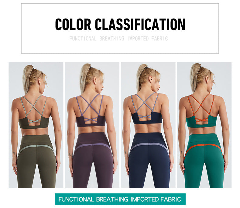 Women's Yoga Sports Bra Strappy Bralette Bra Running Vest Athletic Shirt