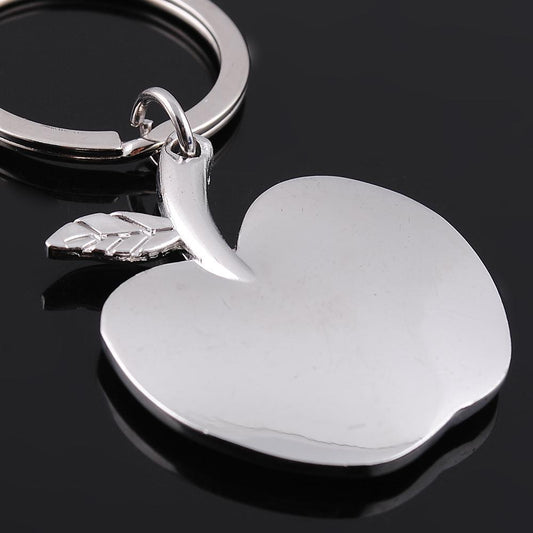 Fashion New Gift Fruit Design Key Ring Silver Polished Alloy Zinc Metal Apple