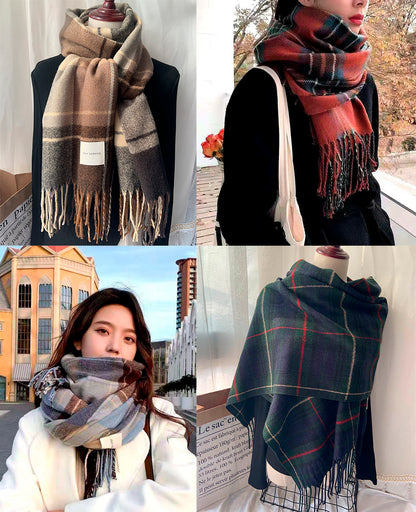 79'' Polyester Tartan Scarf Pashmina Shawls and Wraps Fringed Scarf - Embroidery