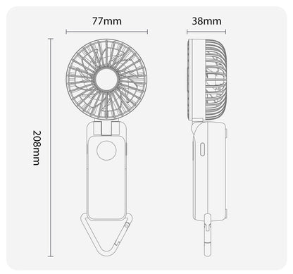 Rechargeable Mini Fan Handheld Fan With Battery Display With Carabiner Hook