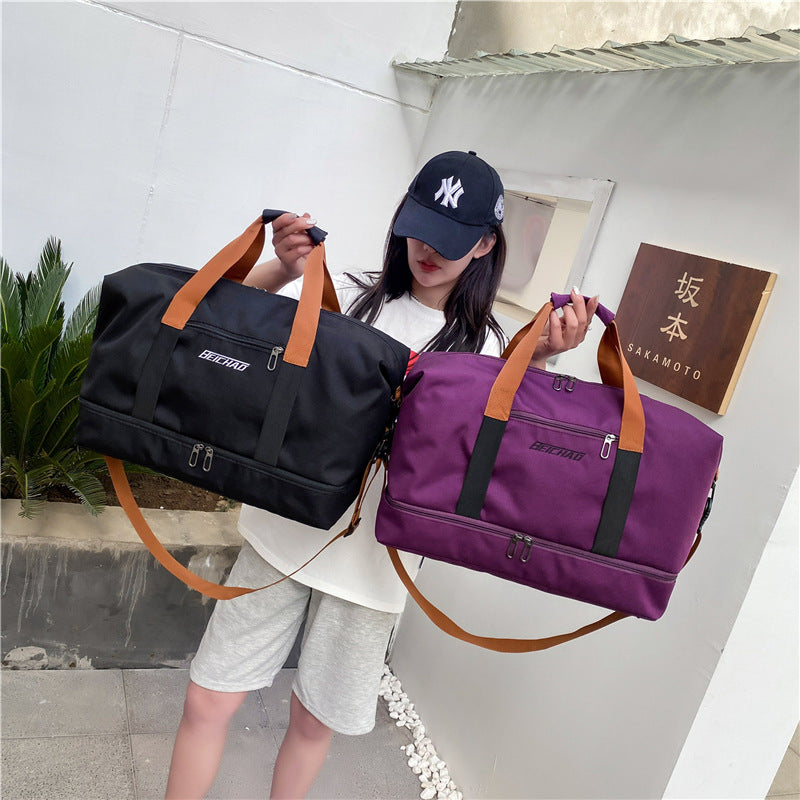 Travel Duffel Bag Oxford Tote Bag Sport Gym Bag Swimming Bag with Shoe Pouch&Wet Pocket