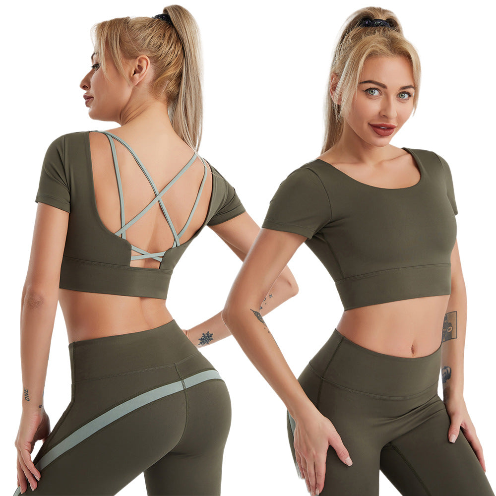 Women's Yoga Sports Bra Strappy Bralette Bra Running Vest Athletic Shirt