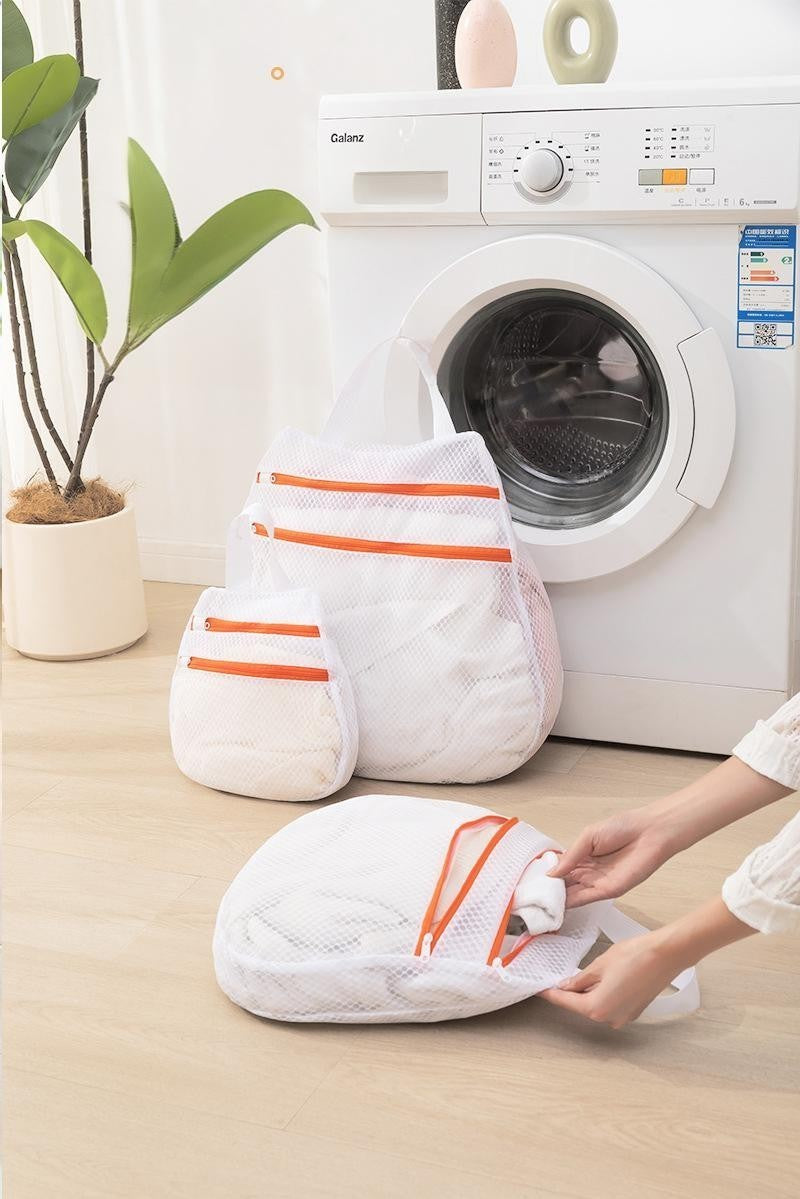 24x24" Portable Double Zippered Mesh Laundry Bags Laundry Wash Bags for Delicates-Woven Label