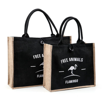 Burlap Tote Bags W/ A Button