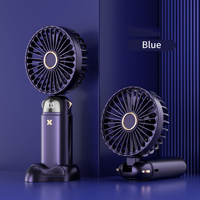 Foldable Mini Handheld Fan Phone Holder With Battery Display Adjustable Wind Speed