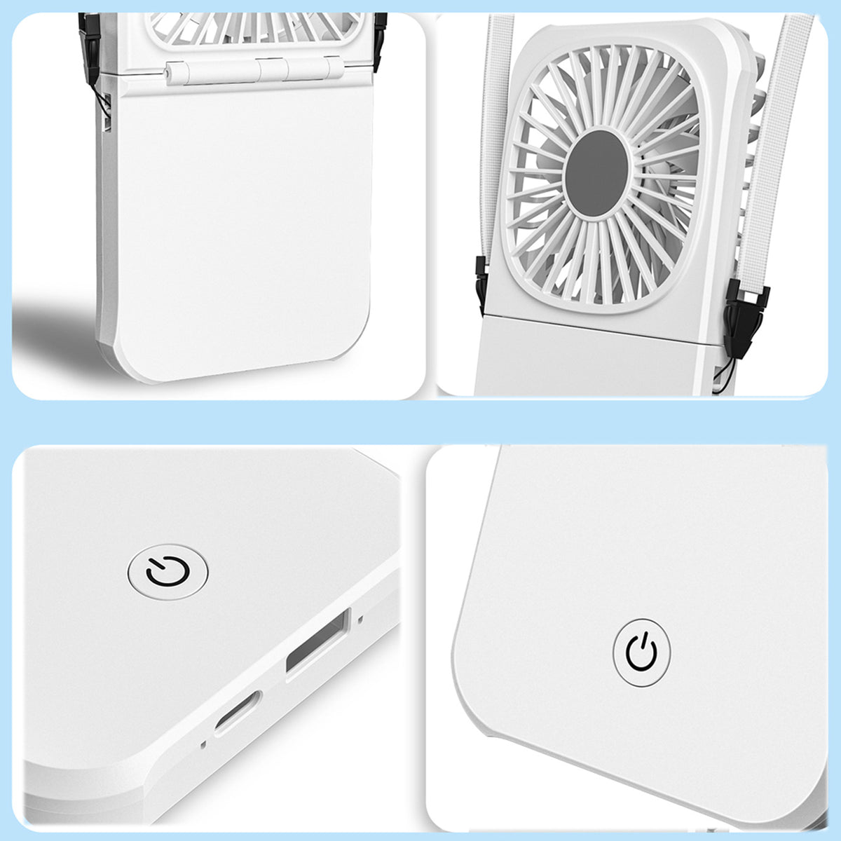 Portable Neck Fan Mini Quiet Handheld Personal Foldable USB Rechargeable Fan