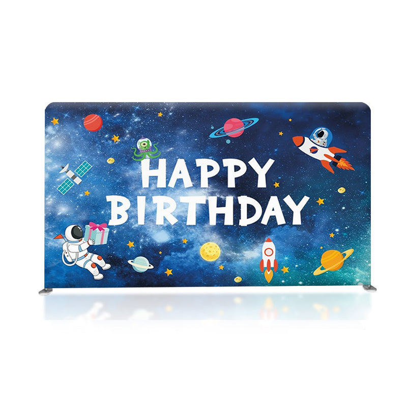 13 x 7.5' Happy Birthday Party Banner Display Tension Fabric Display Backdrop Fabric Banner Stand