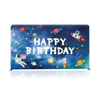 13 x 7.5' Happy Birthday Party Banner Display Tension Fabric Display Backdrop Fabric Banner Stand