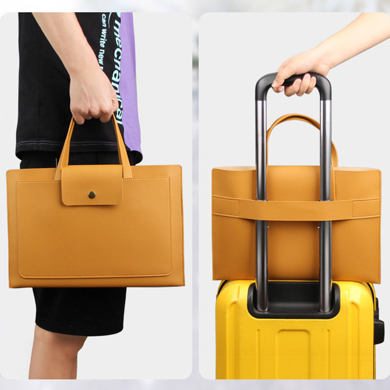 PU Leather 15.6" Laptop Bag Laptop Sleeve With Carrying Handle For Men And Women