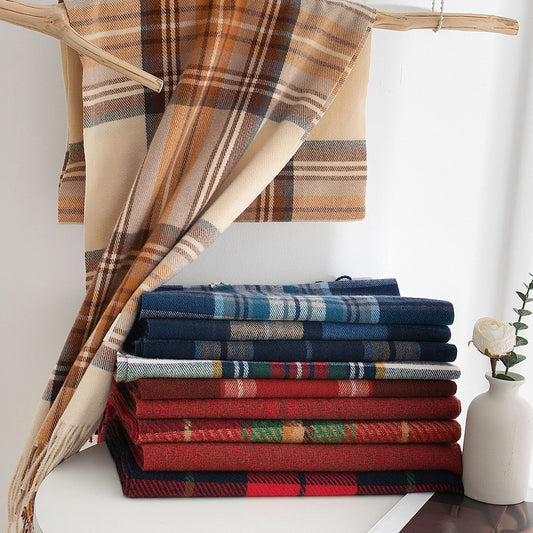 79'' Polyester Tartan Scarf Warm Autumn Winter Scarf Fringed Scarf - Embroidery