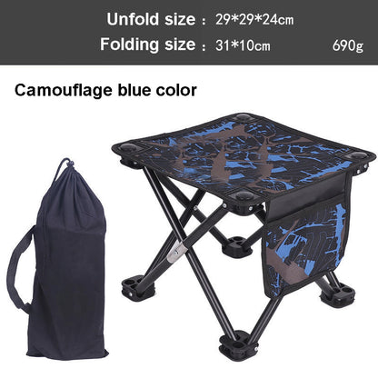 Portable Oxford Folding Stool Camping Outdoor Chairs W/Side Pocket & Carrying Bag