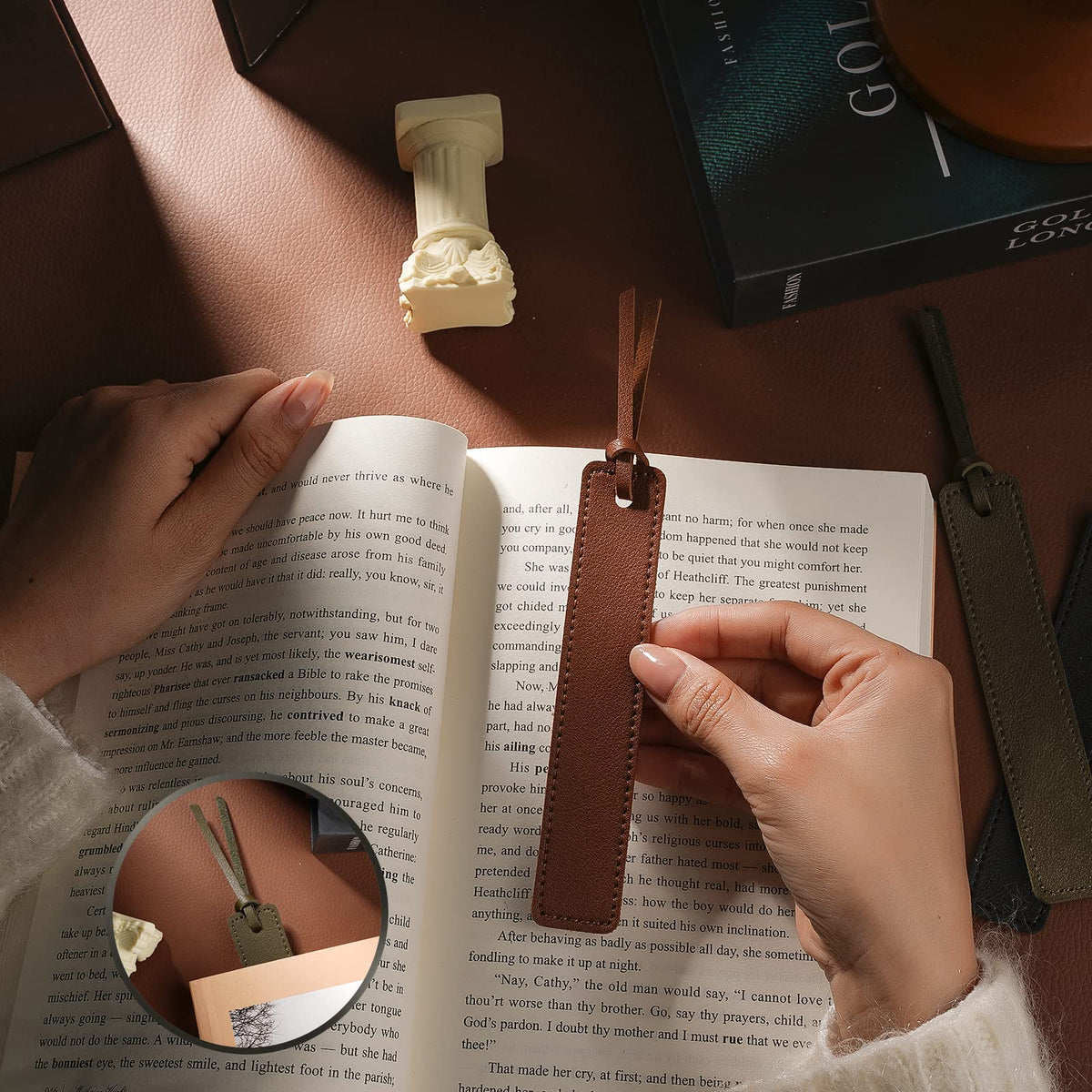 PU Leather Bookmark Classic Stitched Bookmark Page Markers Reading Gifts for Book Lovers Students