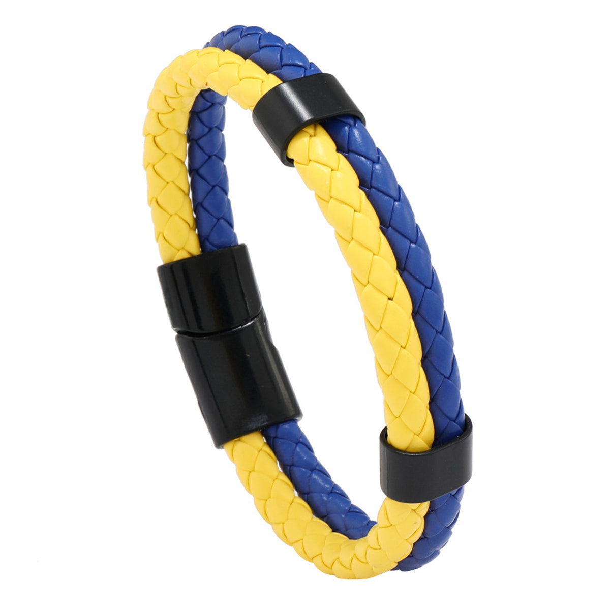 Double-Row PU Woven Bracelet for Men