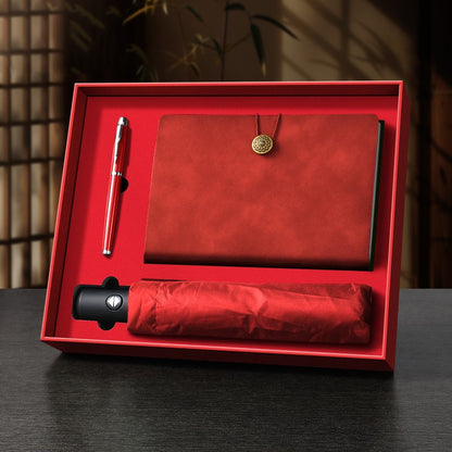 A5 PU Leather-Bound Business Notebook Writing Journal Executive Notebook Meeting Note Gift Set