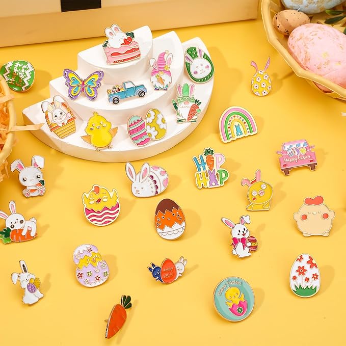 Custom Easter Pins Cute Enamel Lapel Pins Brooch Pin Badge Assorted Bunny Eggs Carrot Butterfly Pin