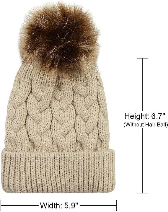 Children Cable Knit Beanie W/ Pom-pom