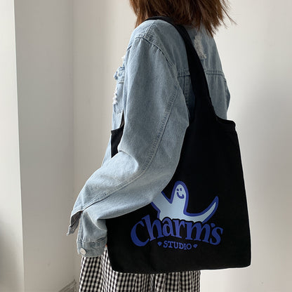 Canvas Grocery Shopping Tote Bag Single Shoulder Bag Daily Casual Bag For Students