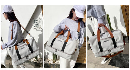 Travel Duffel Bag Oxford Tote Bag Sport Gym Bag Swimming Bag with Shoe Pouch&Wet Pocket